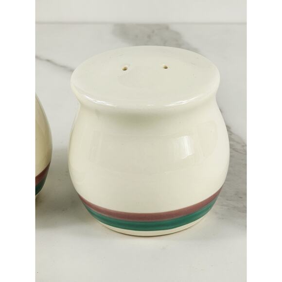Pfaltzgraff Salt & Pepper Shakers Juniper 3" Stoneware 90's Green Mauve Vintage - Picture 4 of 13